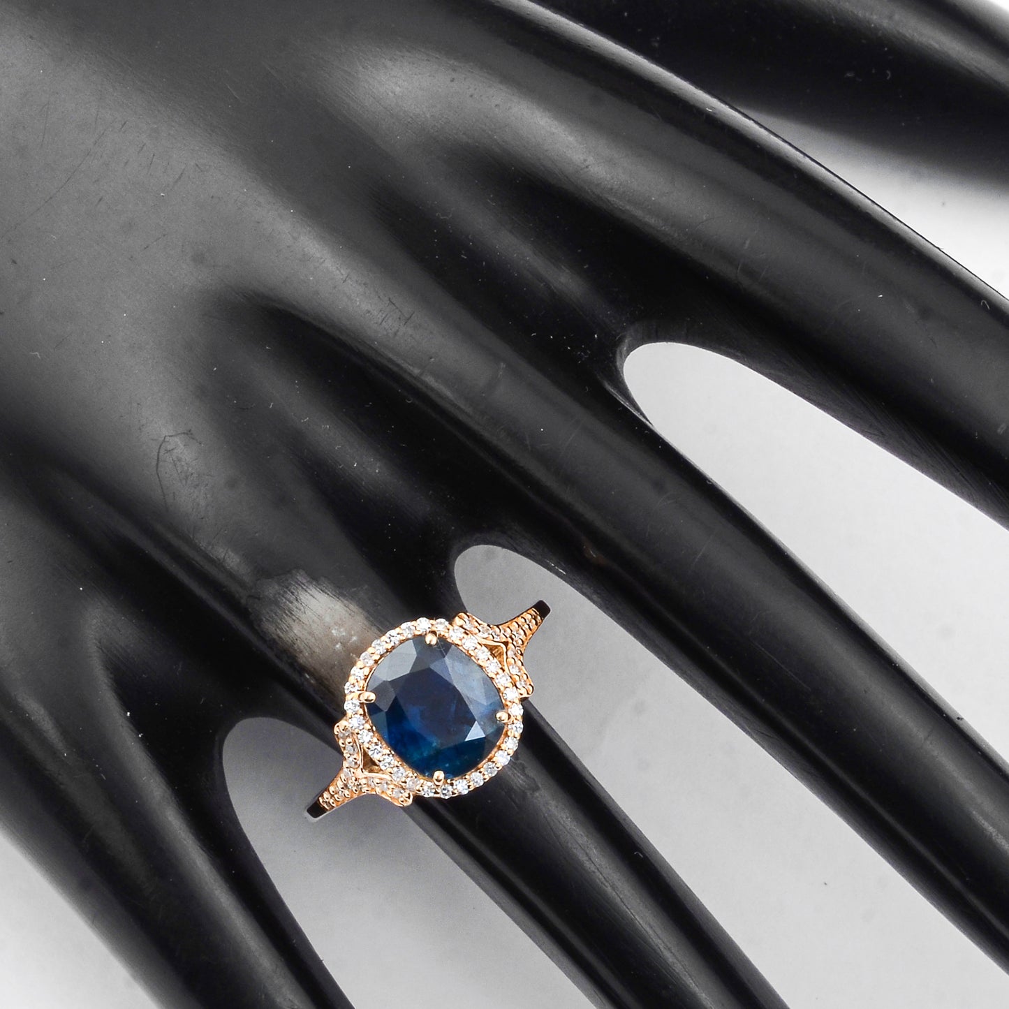 2.31 Ct Cushion Mixed Cut Natural Sapphire 14K Gold Ring