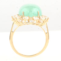 18.32 Ct Oval Natural Beryl Emerald 14K Gold Ring