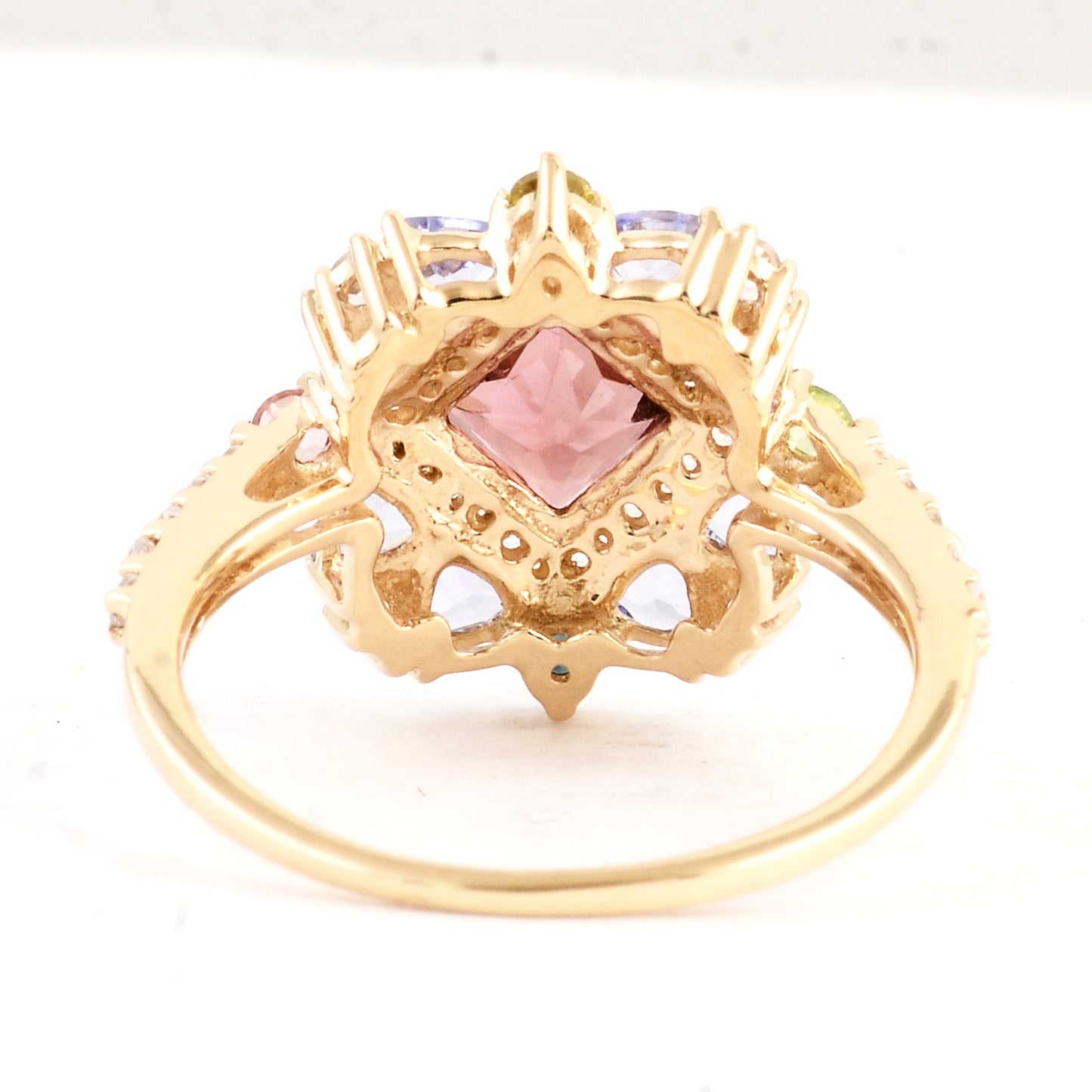 2.04 Ct Square Multi Tourmaline 14K Gold Ring