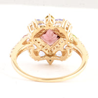 2.04 Ct Square Multi Tourmaline 14K Gold Ring