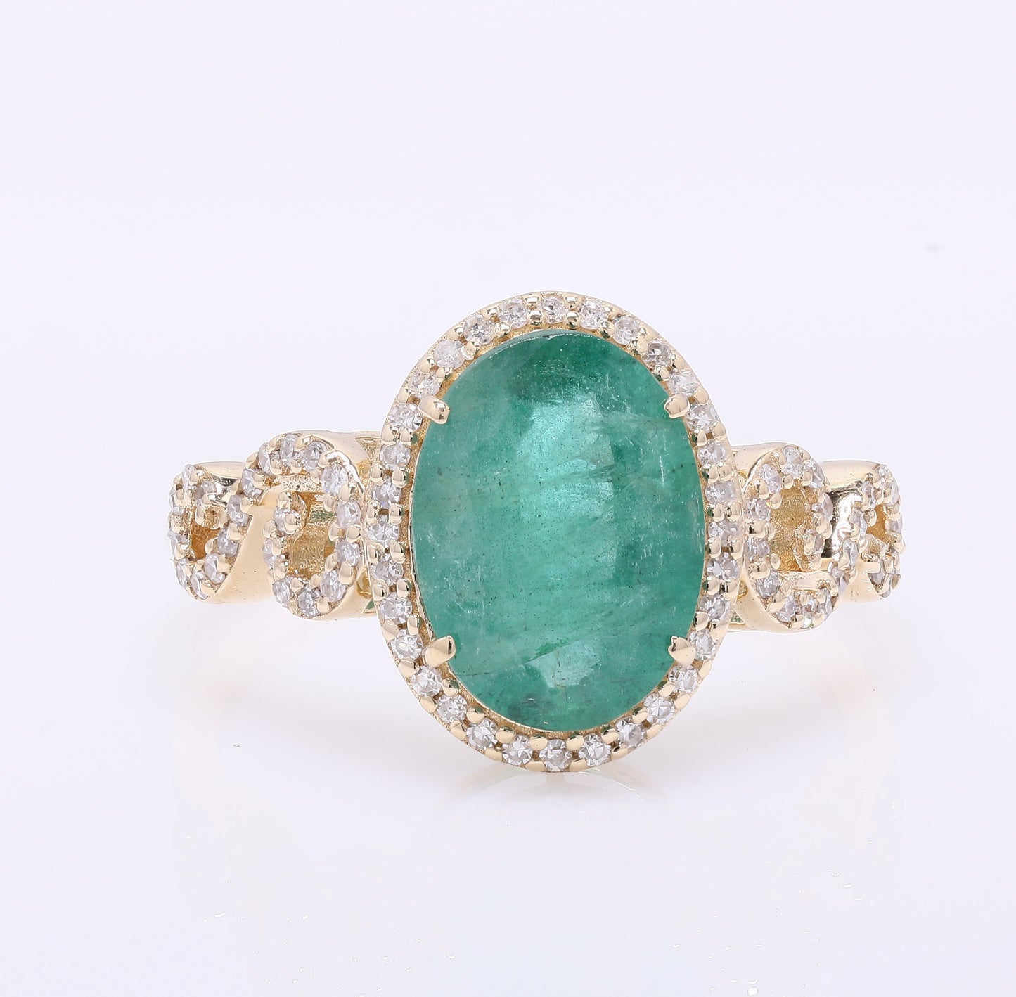 2.67 Ct Oval Mixed Cut Natural Emerald 14K Gold Ring