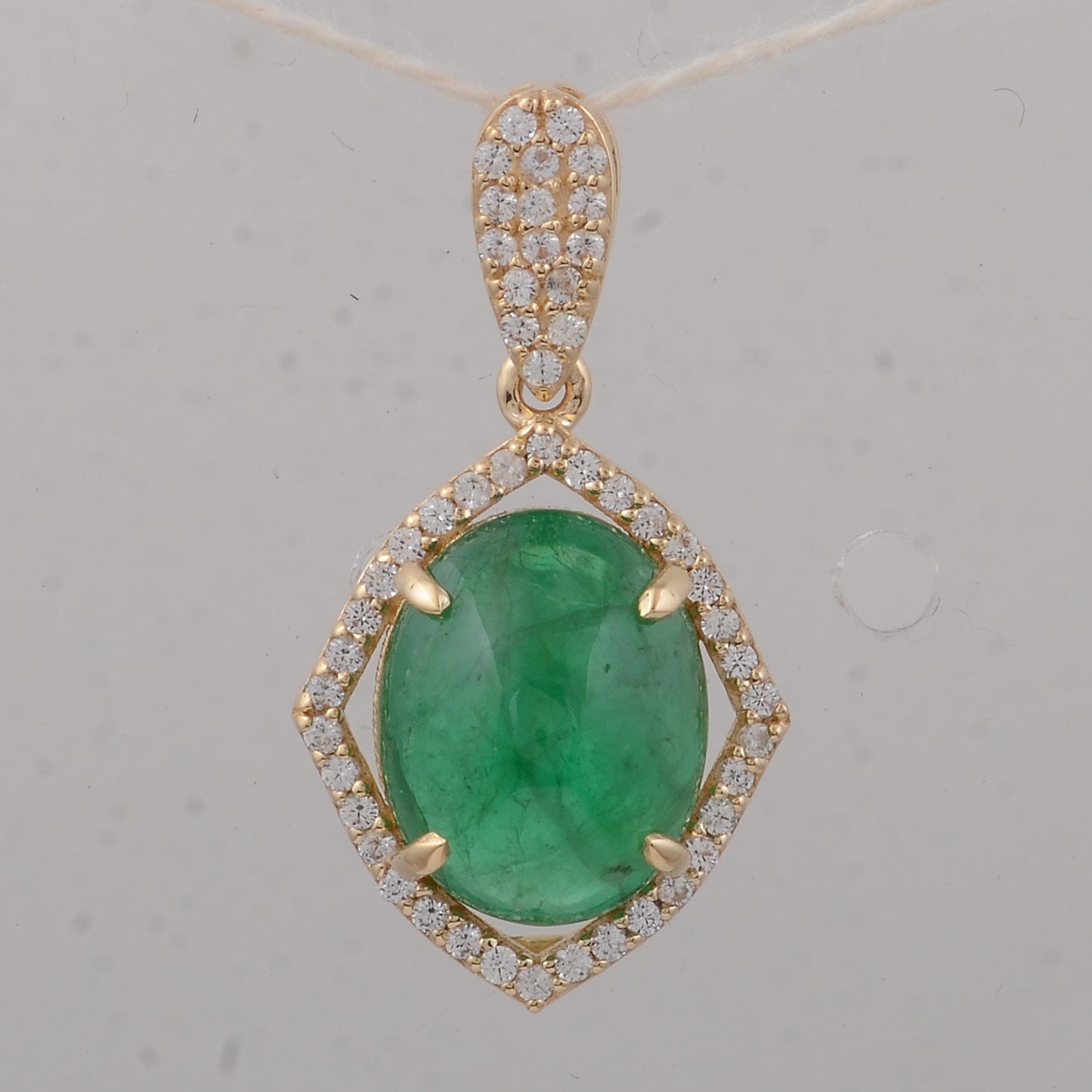 3.31 Ct Oval Emerald 9K Gold Pendant
