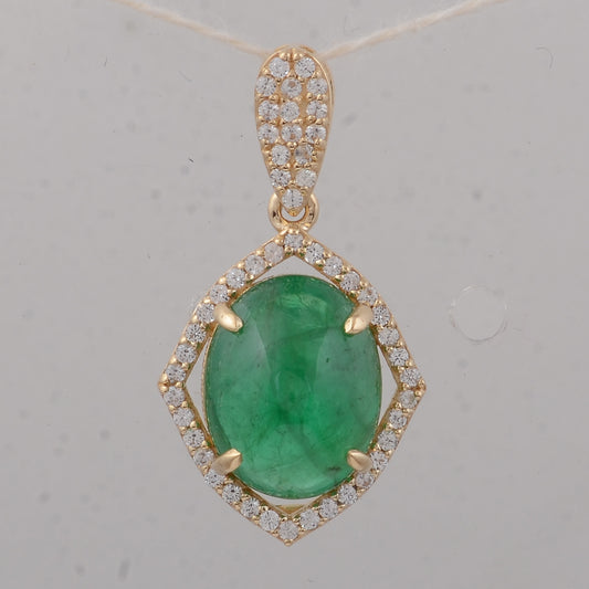 3.31 Ct Oval Emerald 9K Gold Pendant