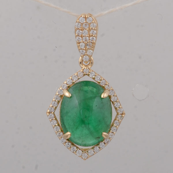 3.31 Ct Oval Emerald 9K Gold Pendant