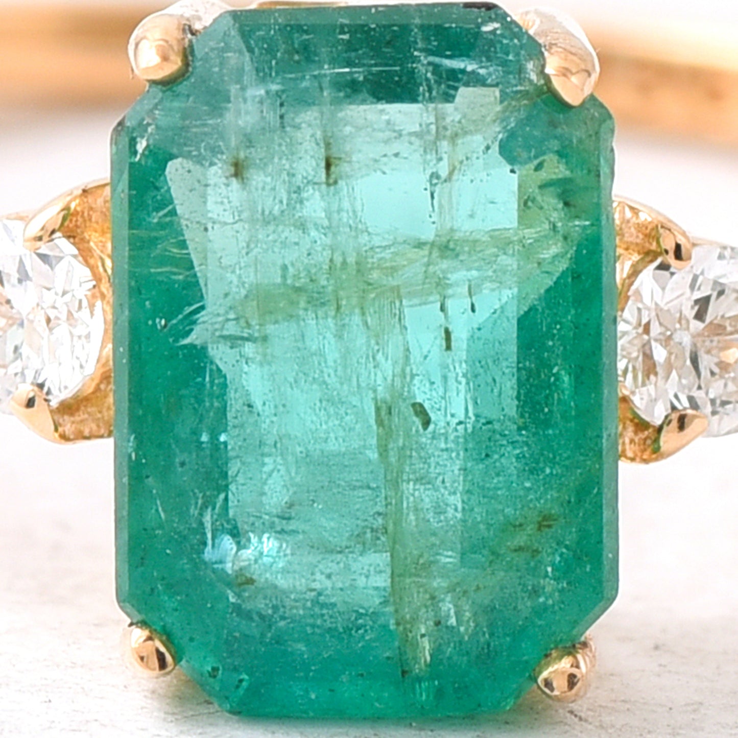 1.37 Ct Octagon Step Cut Natural Emerald 14K Gold Ring