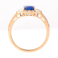 2.16 Ct Oval Mixed Cut Natural Sapphire 14K Gold Ring