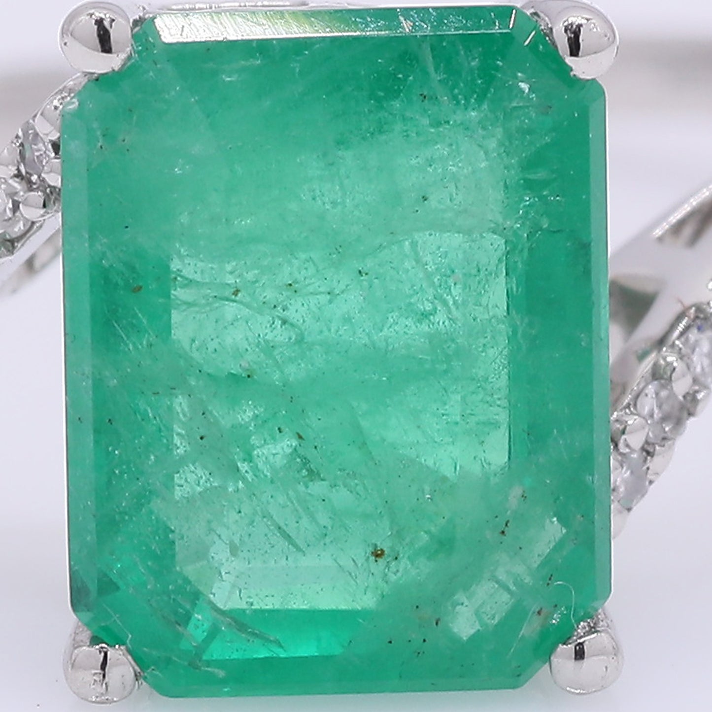2.34 Ct Octagon Step Cut Natural Emerald 950 Platinum Ring