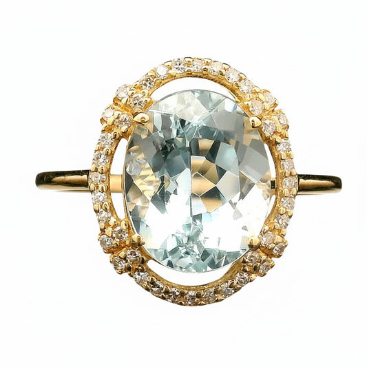 1.39 Ct Oval Natural Aquamarine 14K Gold Ring