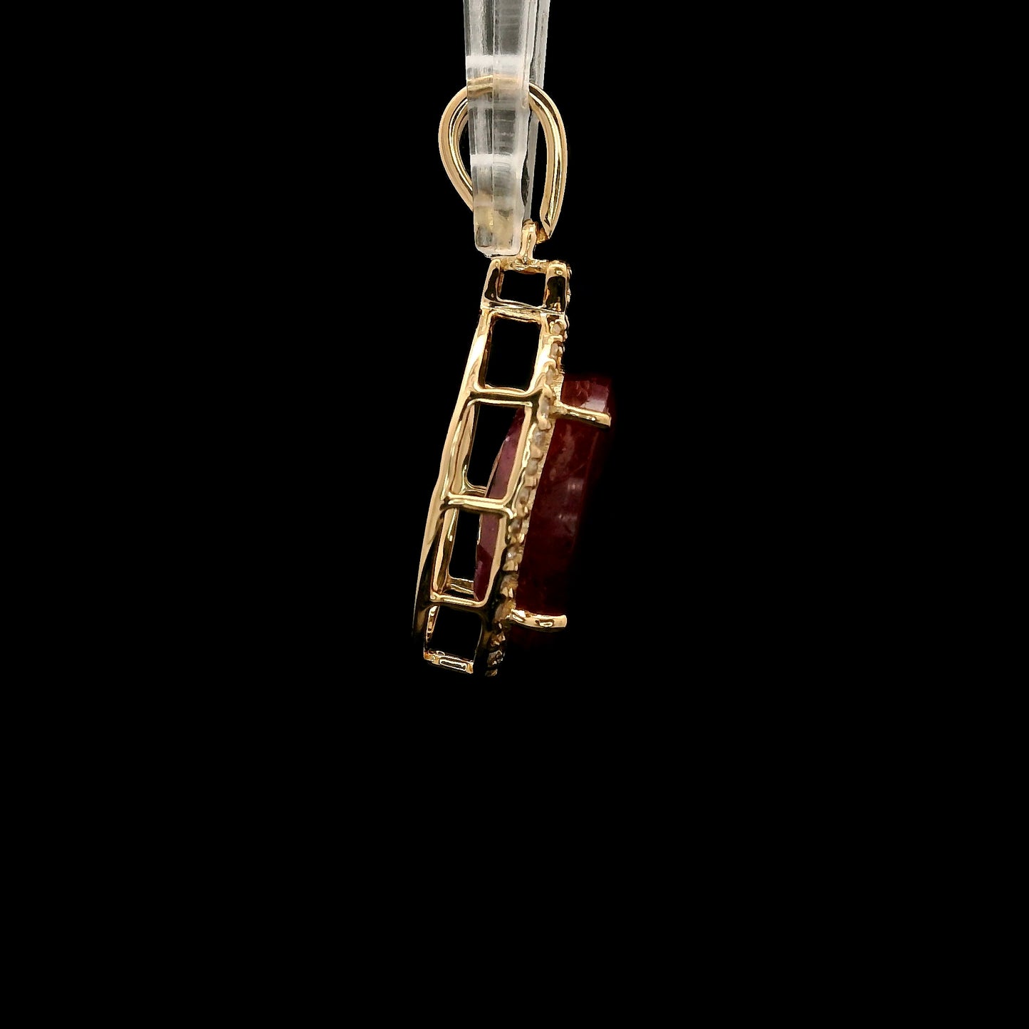 3.38 Ct Oval Mixed Cut Natural Corundum Ruby 14K Gold Pendant