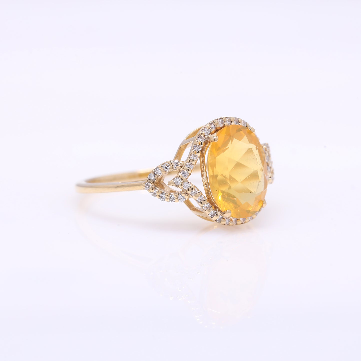 1.86 Ct Oval Mixed Cut Natural Fire Opal 14K Gold Ring