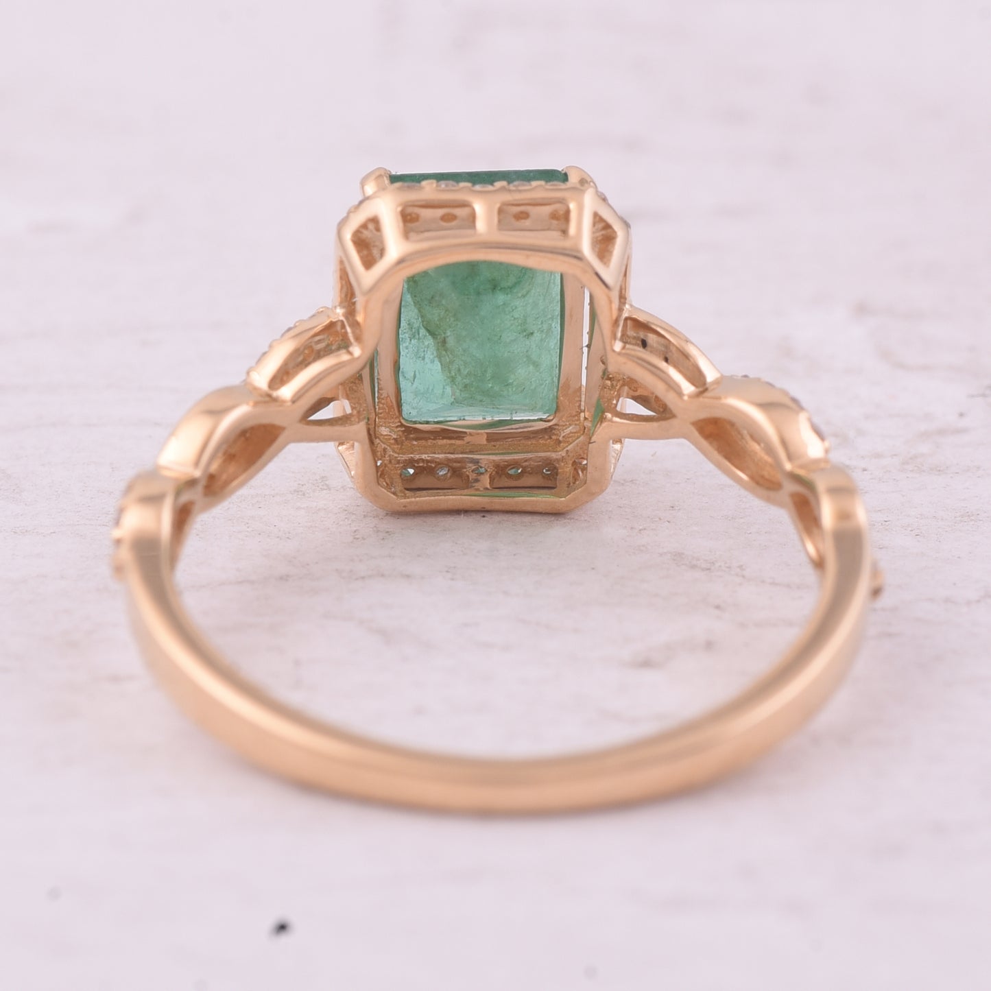 1.89 Ct Octagon Step Cut Natural Emerald 14K Gold Ring