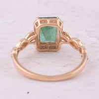 1.89 Ct Octagon Step Cut Natural Emerald 14K Gold Ring