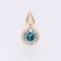 0.62 Ct Round Blue Diamond 14K Gold Pendant