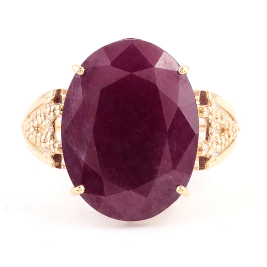 9.32 Ct Oval Mixed Cut Natural Corundum Ruby 14K Gold Ring