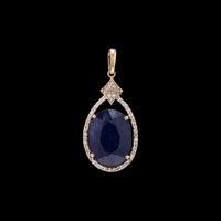 7.32 Ct Oval Mixed Cut Natural Sapphire 14K Gold Pendant