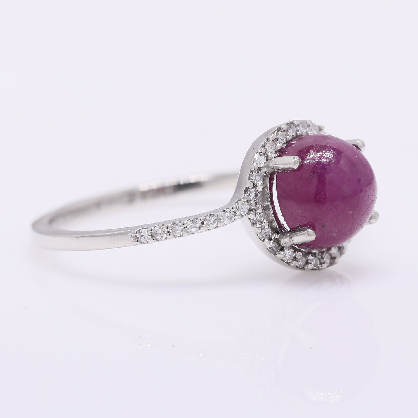 2.44 Ct Round Cabochon Cut Natural Ruby 950 Platinum Ring