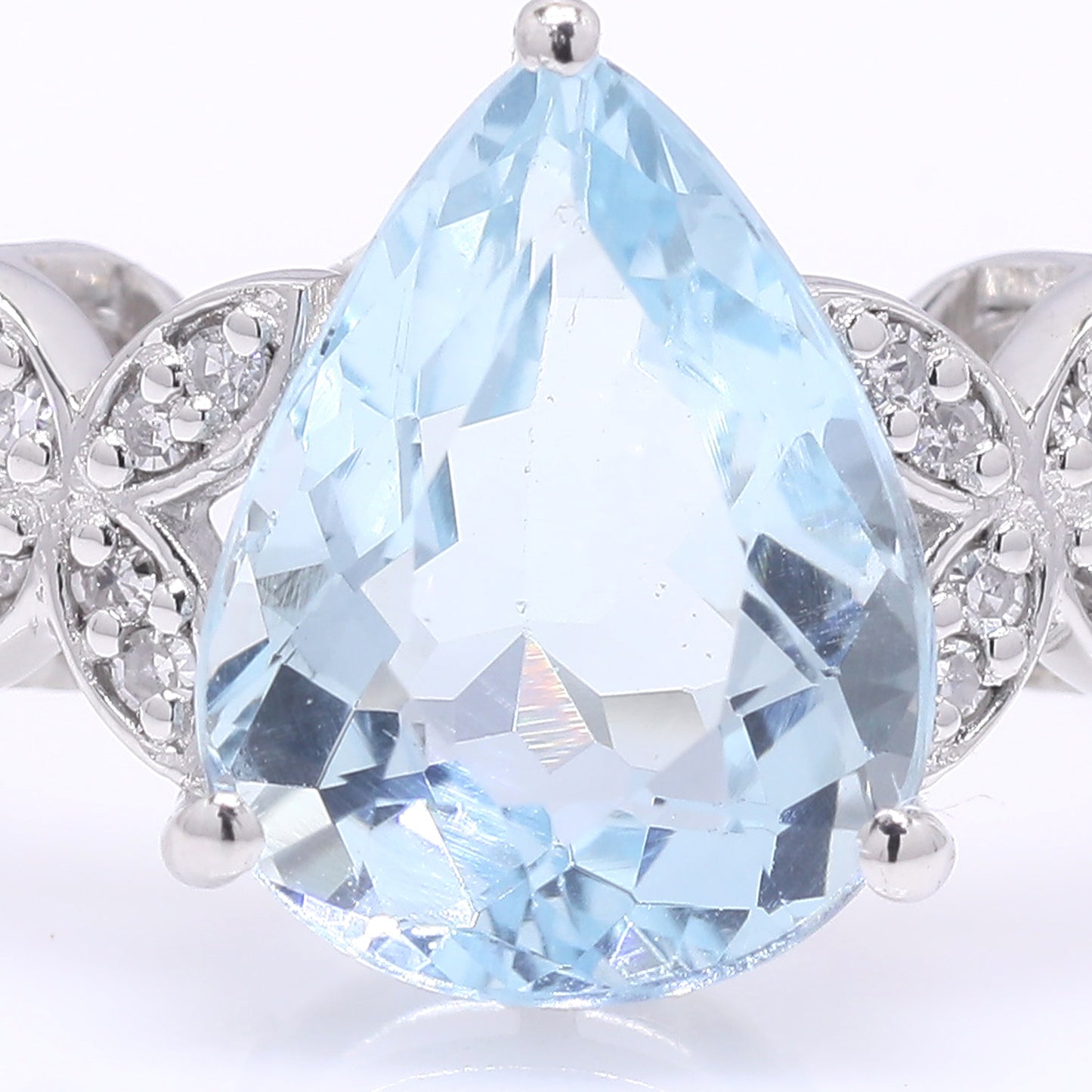 1.82 Ct Pear Mixed Cut Natural Aquamarine 950 Platinum Ring
