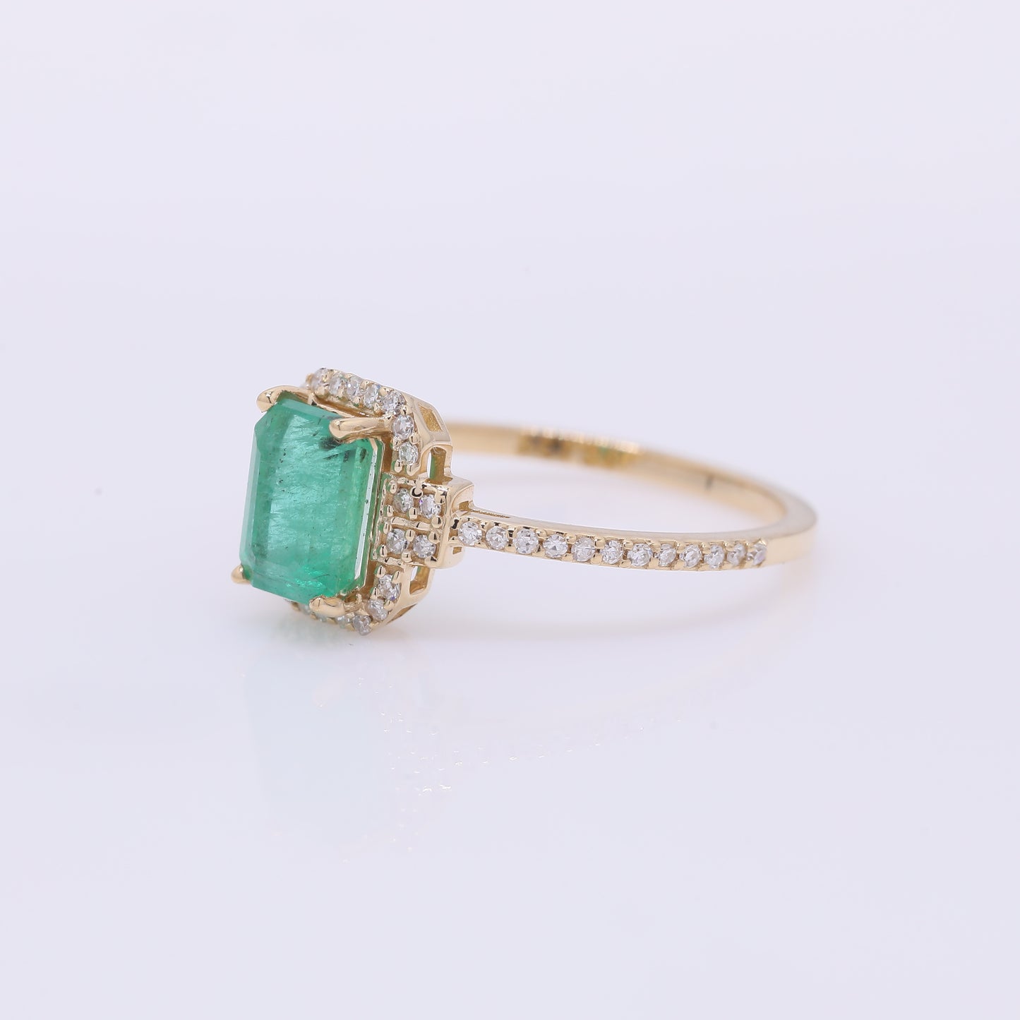 1.17 Ct Octagon Step Cut Natural Emerald 14K Gold Ring