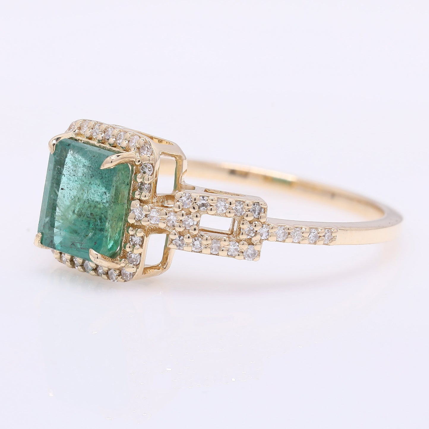1.42 Ct Octagon Step Cut Natural Emerald 14K Gold Ring