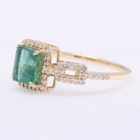 1.42 Ct Octagon Step Cut Natural Emerald 14K Gold Ring