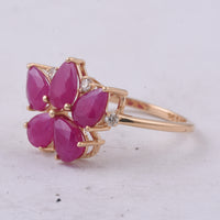 3.00 Ct Pear Natural Ruby 14K Gold Ring