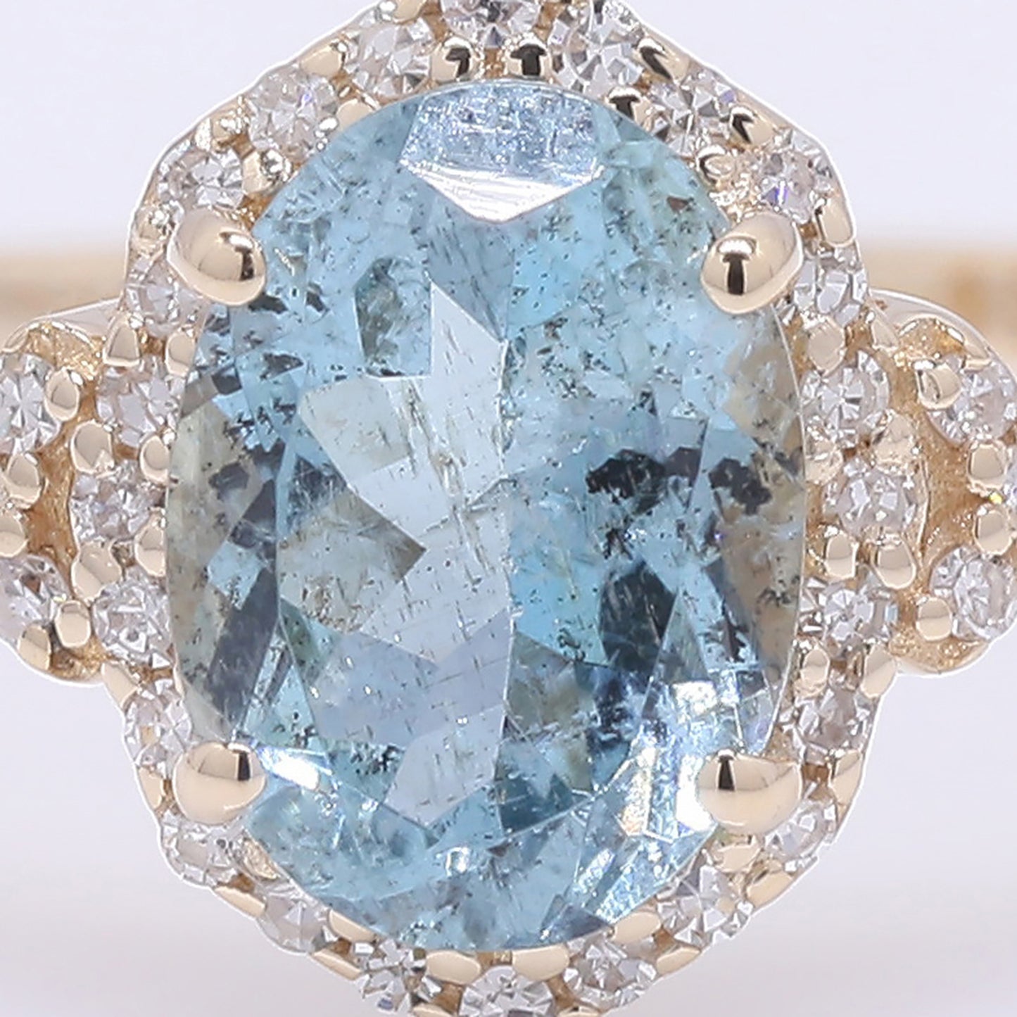 1.11 Ct Oval Mixed Cut Natural Aquamarine 14K Gold Ring