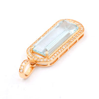 3.14 Ct Octagon Step Cut Natural Aquamarine 14K Gold Pendant