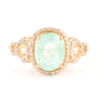 2.42 Ct Oval Mixed Cut Natural Beryl Emerald 14K Gold Ring