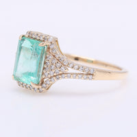 1.86 Ct Octagon Step Cut Natural Emerald 14K Gold Ring