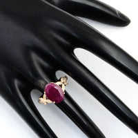 2.91 Ct Oval Mixed Cut Natural Corundum Ruby 14K Gold Ring