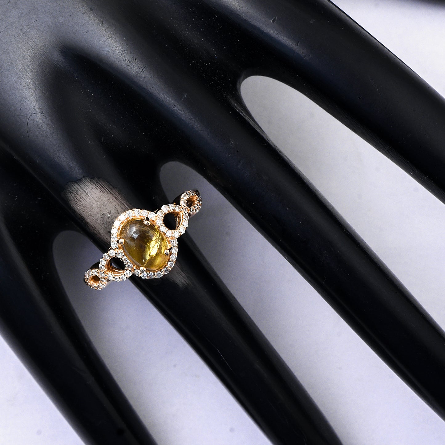 1.30 Ct Oval Cabochon Cut Natural Tourmaline 14K Gold Ring