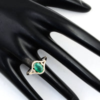 1.15 Ct Oval Mixed Cut Natural Beryl Emerald 14K Gold Ring
