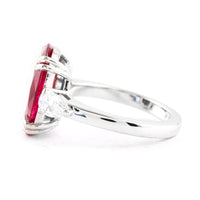 6.97 Ct Oval Cut Natural Corundum Ruby 950 Platinum Ring