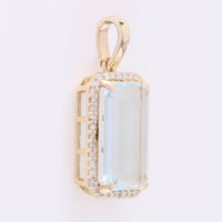3.12 Ct Octagon Step Cut Natural Aquamarine 14K Gold Pendant