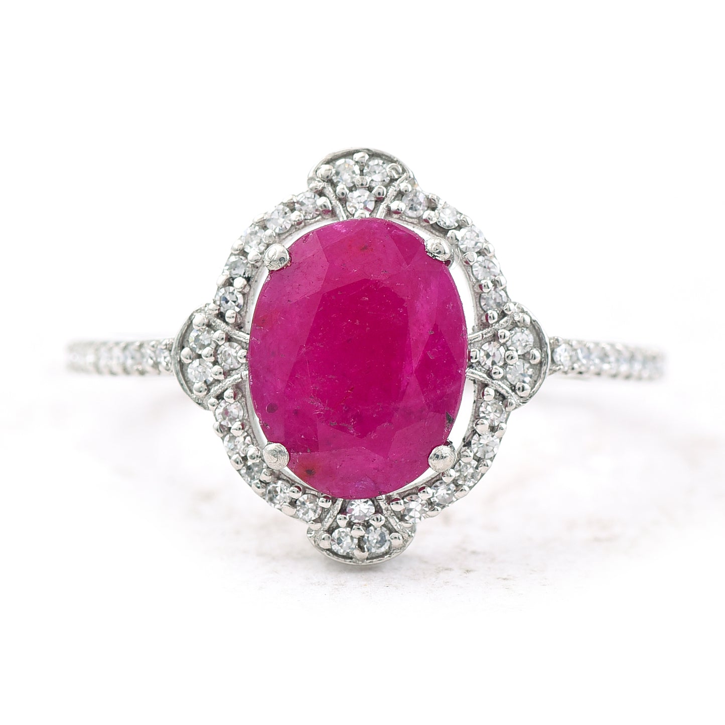 1.65 Ct Oval Mixed Cut Natural Ruby 950 Platinum Ring