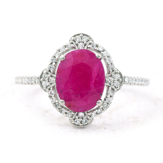 1.65 Ct Oval Mixed Cut Natural Ruby 950 Platinum Ring