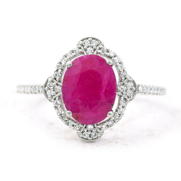 1.65 Ct Oval Mixed Cut Natural Ruby 950 Platinum Ring