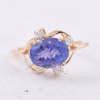 3.25 Ct Oval Natural Tanzanite 14K Gold Ring