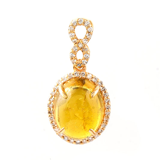 3.84 Ct Oval Mixed Cut Natural Tourmaline 14K Gold Pendant
