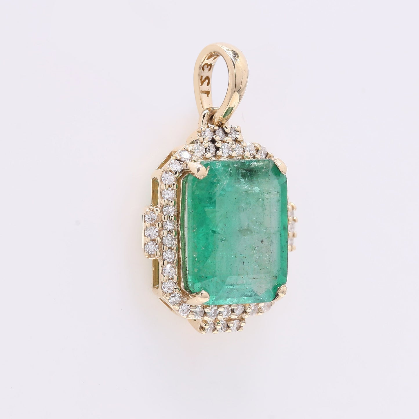 2.84 Ct Octagon Step Cut Natural Emerald 14K Gold Pendant