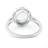 2.86 Ct Oval Mixed Cut Natural Aquamarine 950 Platinum Ring