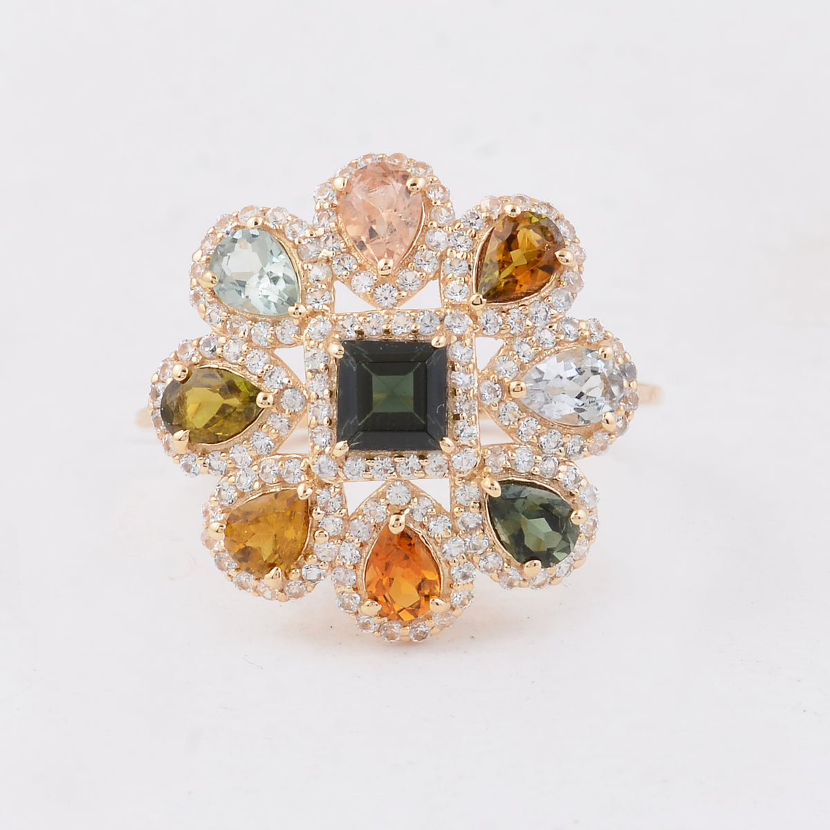 2.17 Ct Square Tourmaline 14K Gold Ring