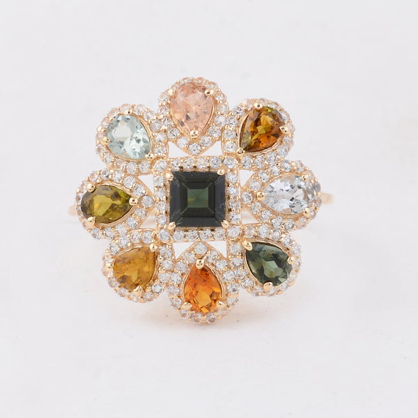 2.17 Ct Square Tourmaline 14K Gold Ring