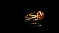 5.88 Carats Lab Grown Ruby 14K Gold Ring