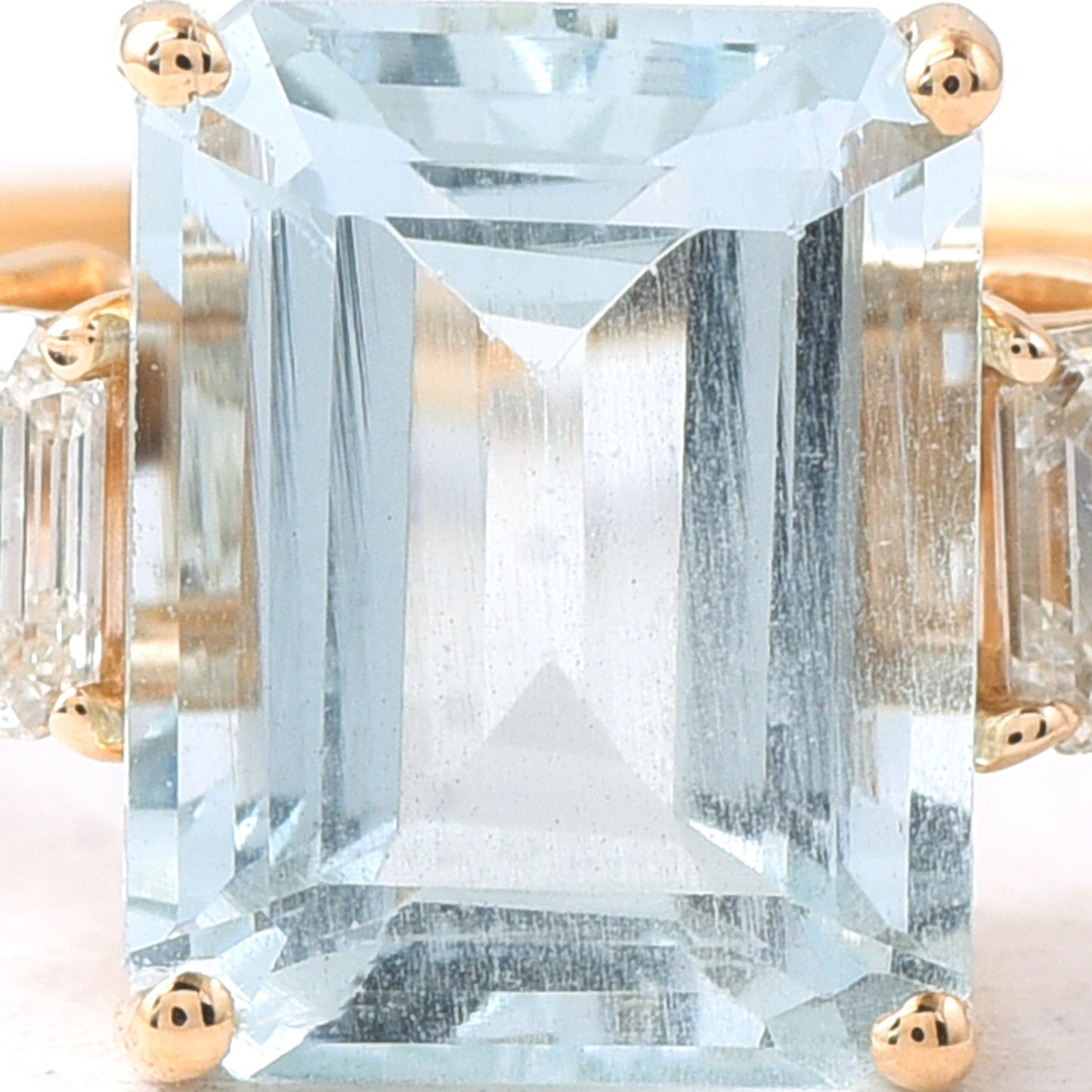 1.66 Ct Octagon Step Cut Natural Aquamarine 14K Gold Ring