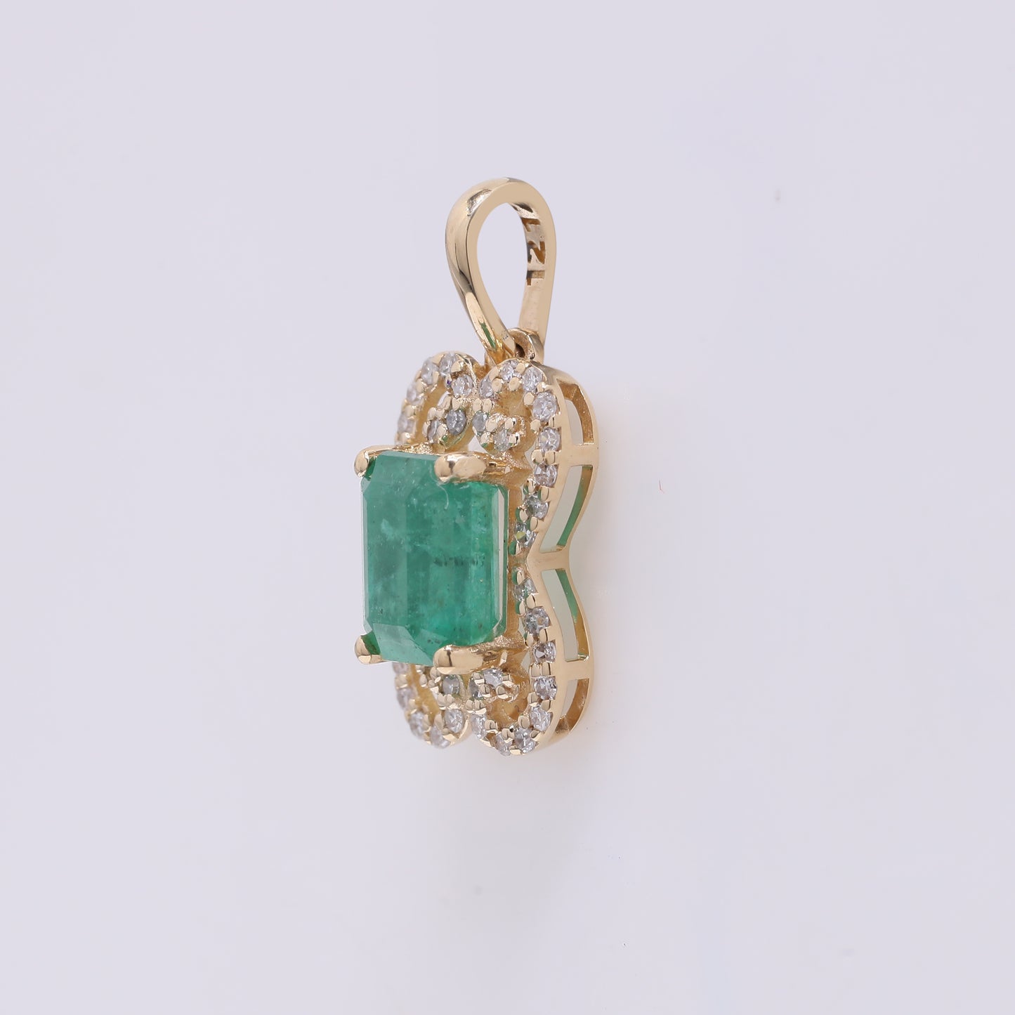 1.28 Ct Octagon Step Cut Natural Emerald 14K Gold Pendant