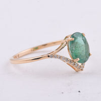 1.28 Ct Oval Natural Emerald 14K Gold Ring