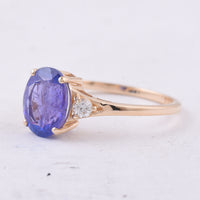2.60 Ct Oval Natural Tanzanite 14K Gold Ring