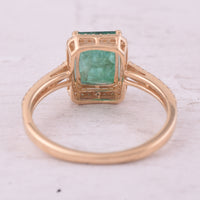 1.88 Ct Octagon Step Cut Natural Emerald 14K Gold Ring