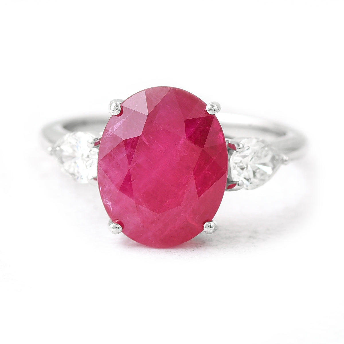 6.90 Ct Oval Ruby 950 Platinum Ring